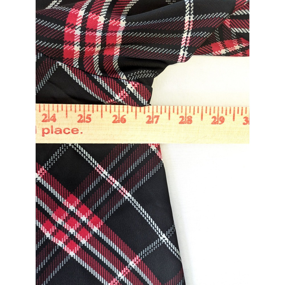 Chicos Red Black Plaid V-Neck Tie Front Puff Sleeve Blouse Top Size 4 XL/XXL - Picture 5 of 6